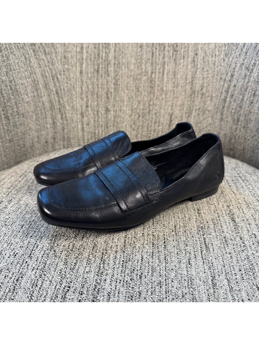 Born Women's Black Leather Penny Loafers Size 8M Slip On Comfort Shoes